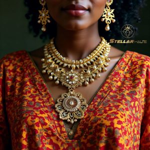 Traditional Gold Statement Necklace Set